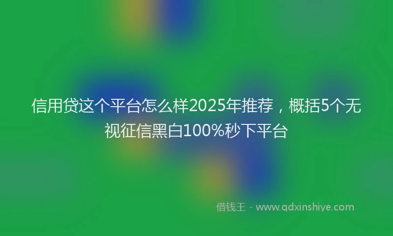 信用贷这个平台怎么样2025年推荐，概括5个无视征信黑白100%秒下平台