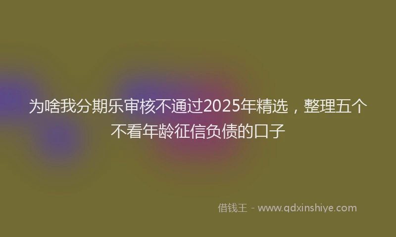 为啥我分期乐审核不通过2025年精选，整理五个不看年龄征信负债的口子