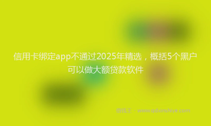 信用卡绑定app不通过2025年精选，概括5个黑户可以做大额贷款软件