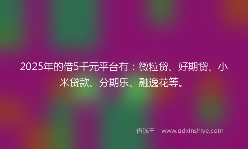 2025年的借5千元平台有：微粒贷、好期贷、小米贷款、分期乐、融逸花等。