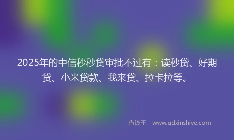 2025年的中信秒秒贷审批不过有：读秒贷、好期贷、小米贷款、我来贷、拉卡拉等。