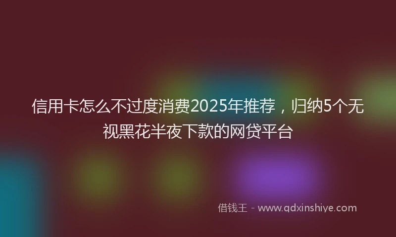信用卡怎么不过度消费2025年推荐，归纳5个无视黑花半夜下款的网贷平台