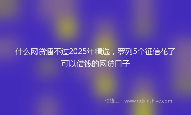 什么网贷通不过2025年精选，罗列5个征信花了可以借钱的网贷口子