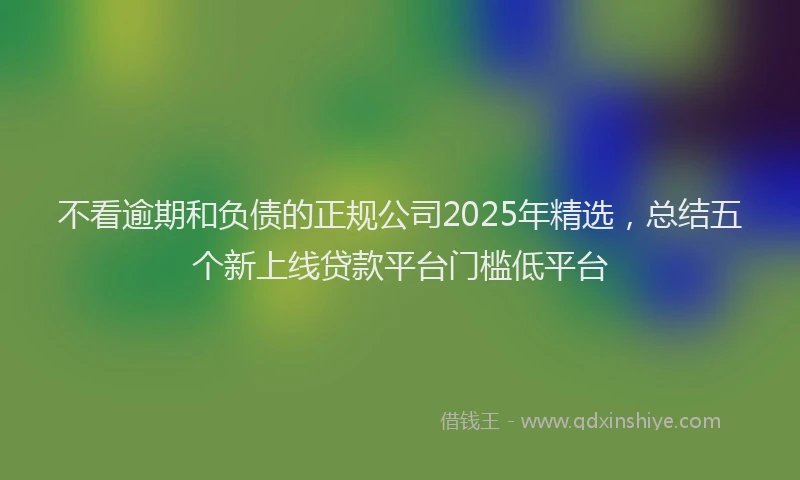 不看逾期和负债的正规公司2025年精选，总结五个新上线贷款平台门槛低平台