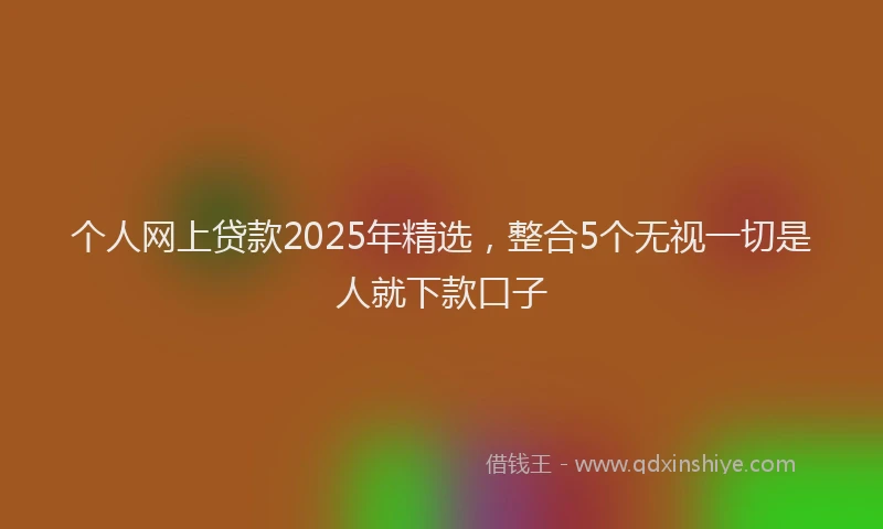 个人网上贷款2025年精选，整合5个无视一切是人就下款口子