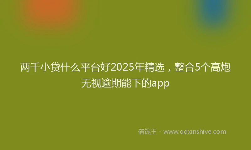两千小贷什么平台好2025年精选，整合5个高炮无视逾期能下的app