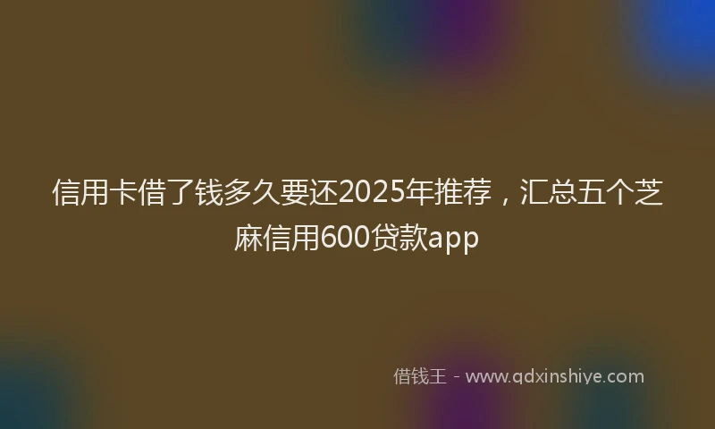 信用卡借了钱多久要还2025年推荐，汇总五个芝麻信用600贷款app