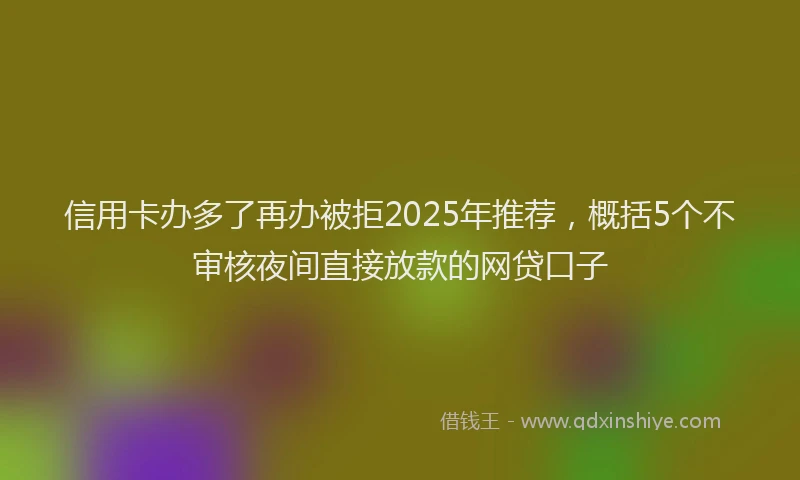 信用卡办多了再办被拒2025年推荐，概括5个不审核夜间直接放款的网贷口子