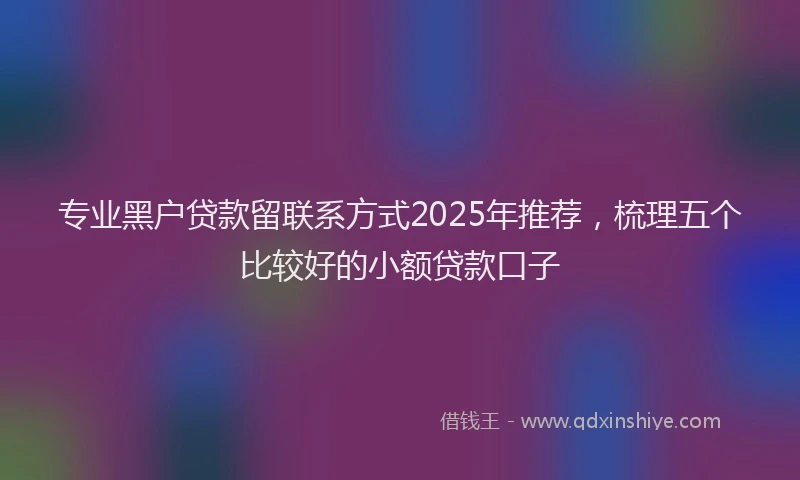 专业黑户贷款留联系方式2025年推荐，梳理五个比较好的小额贷款口子