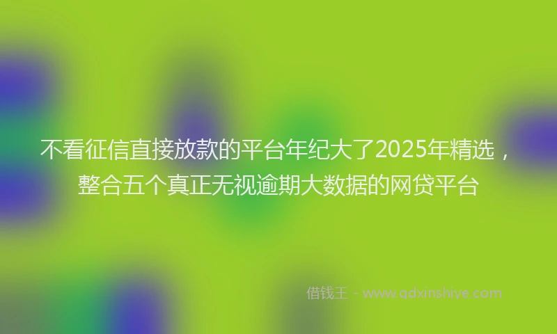 不看征信直接放款的平台年纪大了2025年精选，整合五个真正无视逾期大数据的网贷平台
