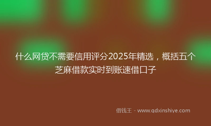 什么网贷不需要信用评分2025年精选，概括五个芝麻借款实时到账速借口子