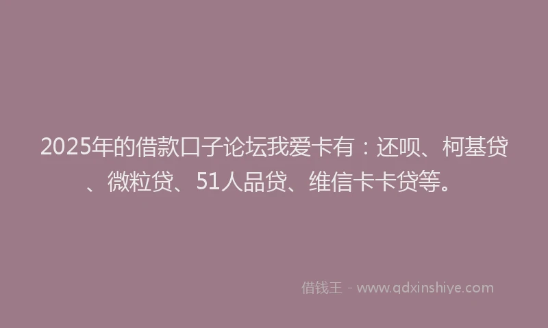 2025年的借款口子论坛我爱卡有：还呗、柯基贷、微粒贷、51人品贷、维信卡卡贷等。