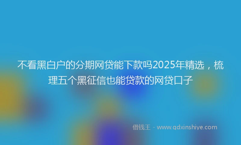 不看黑白户的分期网贷能下款吗2025年精选，梳理五个黑征信也能贷款的网贷口子