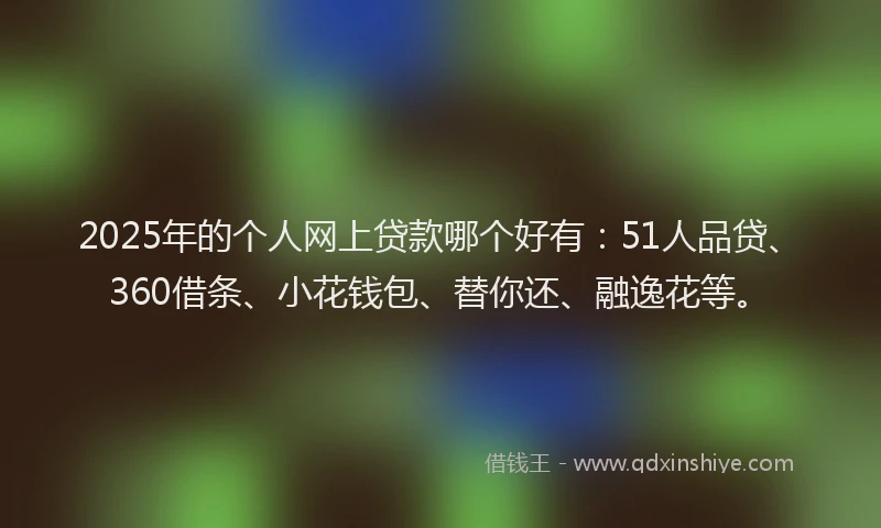 2025年的个人网上贷款哪个好有：51人品贷、360借条、小花钱包、替你还、融逸花等。