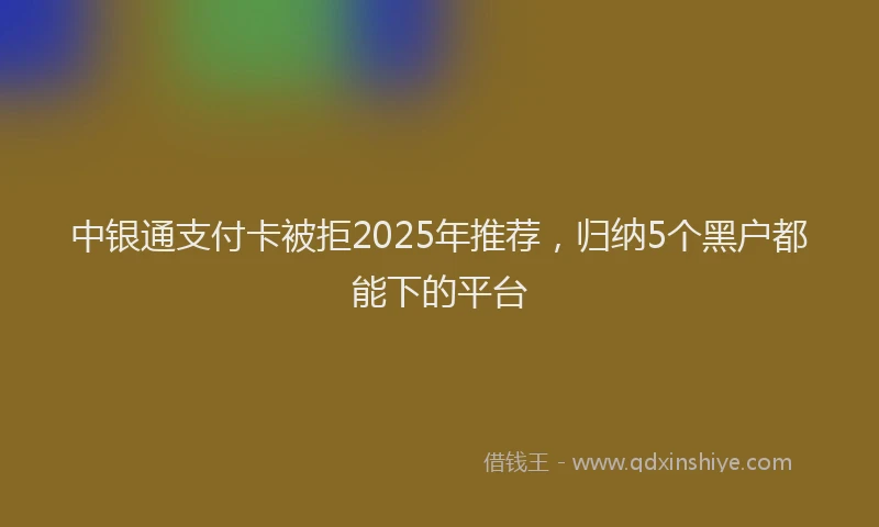 中银通支付卡被拒2025年推荐，归纳5个黑户都能下的平台