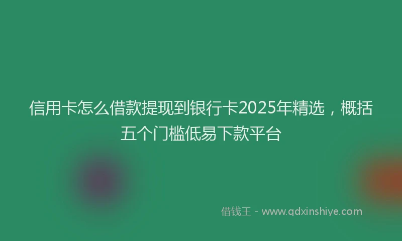 信用卡怎么借款提现到银行卡2025年精选，概括五个门槛低易下款平台