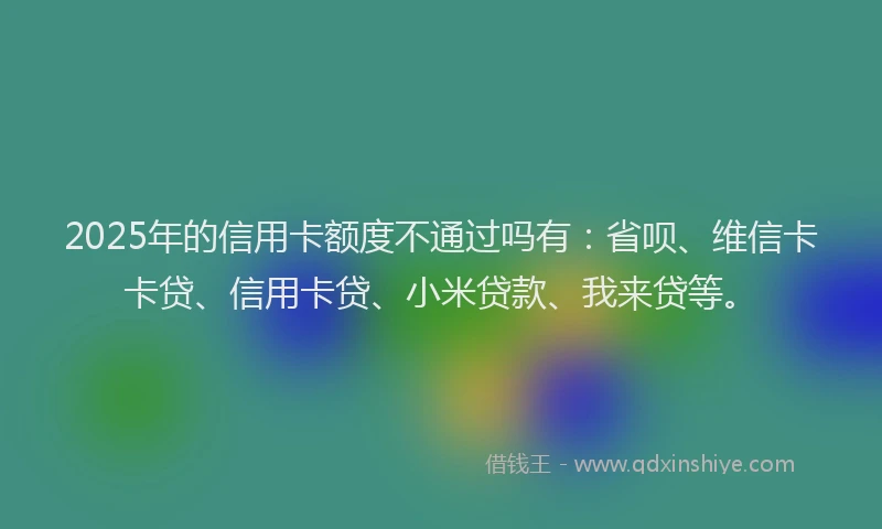 2025年的信用卡额度不通过吗有：省呗、维信卡卡贷、信用卡贷、小米贷款、我来贷等。