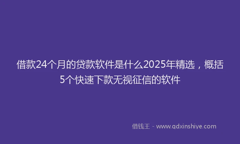 借款24个月的贷款软件是什么2025年精选，概括5个快速下款无视征信的软件