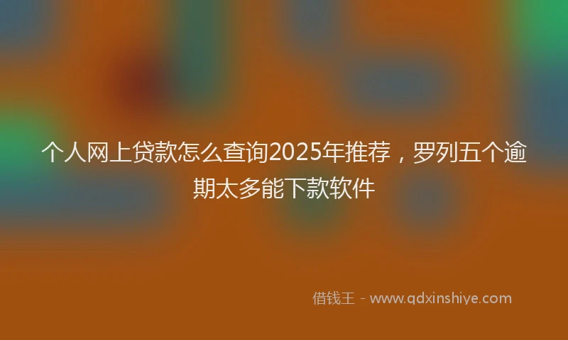 个人网上贷款怎么查询2025年推荐，罗列五个逾期太多能下款软件