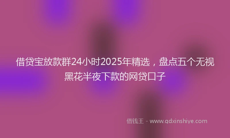 借贷宝放款群24小时2025年精选，盘点五个无视黑花半夜下款的网贷口子