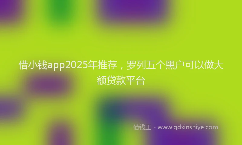 借小钱app2025年推荐，罗列五个黑户可以做大额贷款平台