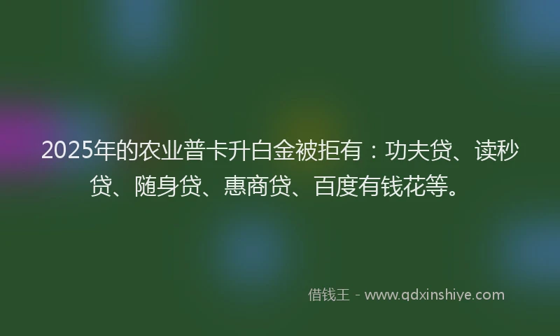 2025年的农业普卡升白金被拒有：功夫贷、读秒贷、随身贷、惠商贷、百度有钱花等。