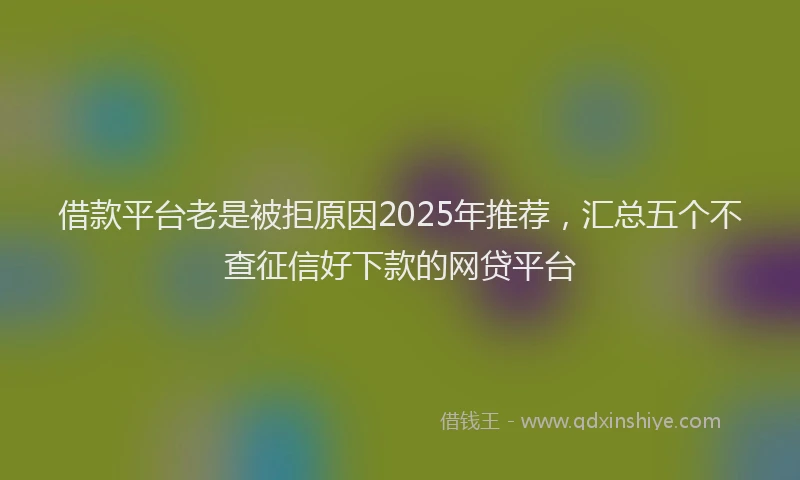 借款平台老是被拒原因2025年推荐，汇总五个不查征信好下款的网贷平台