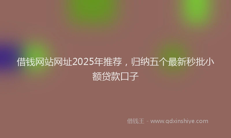 借钱网站网址2025年推荐，归纳五个最新秒批小额贷款口子
