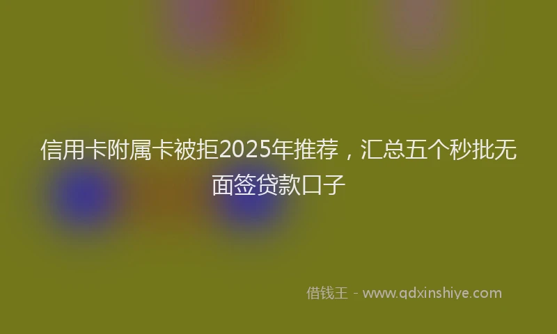 信用卡附属卡被拒2025年推荐，汇总五个秒批无面签贷款口子