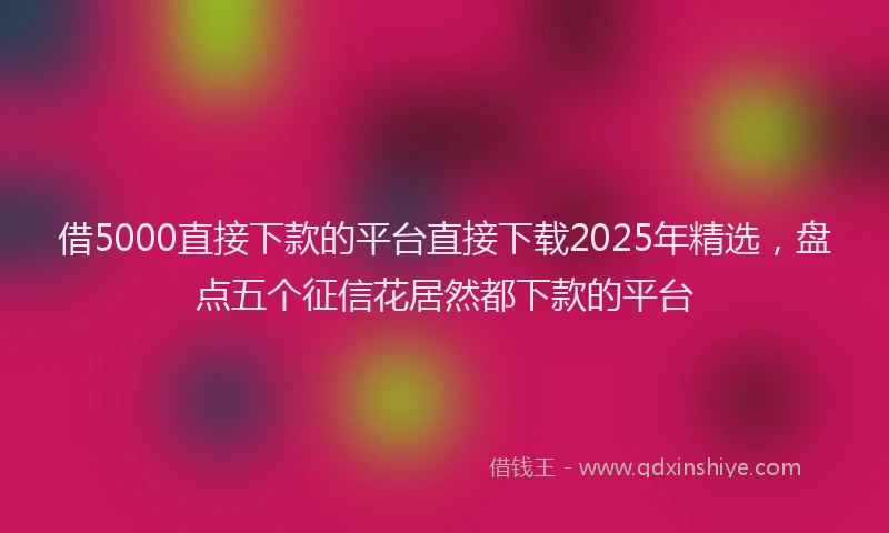 借5000直接下款的平台直接下载2025年精选，盘点五个征信花居然都下款的平台