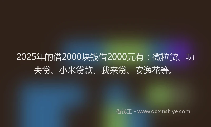 2025年的借2000块钱借2000元有：微粒贷、功夫贷、小米贷款、我来贷、安逸花等。