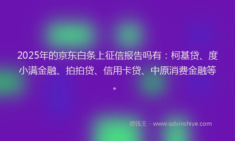 2025年的京东白条上征信报告吗有：柯基贷、度小满金融、拍拍贷、信用卡贷、中原消费金融等。