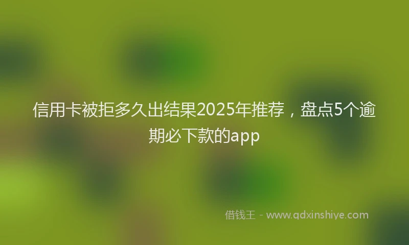 信用卡被拒多久出结果2025年推荐，盘点5个逾期必下款的app