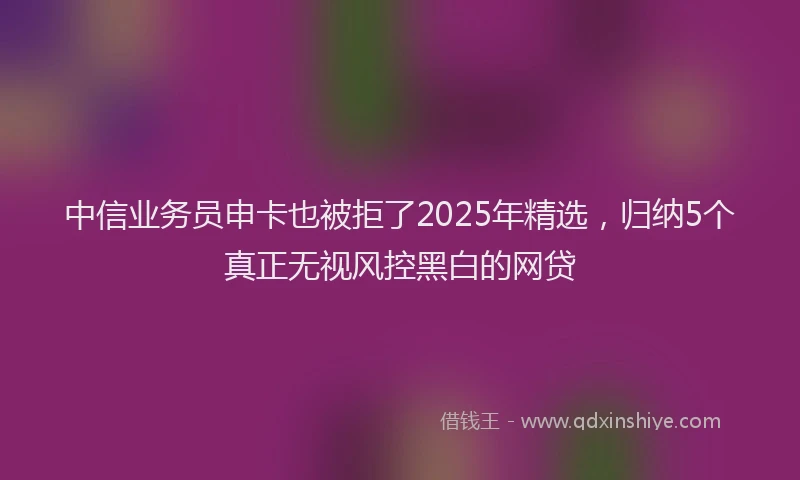 中信业务员申卡也被拒了2025年精选，归纳5个真正无视风控黑白的网贷