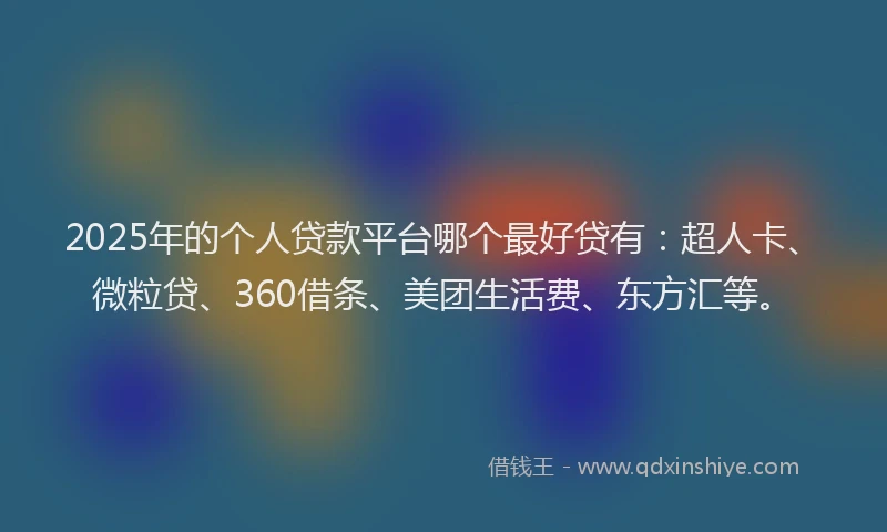 2025年的个人贷款平台哪个最好贷有：超人卡、微粒贷、360借条、美团生活费、东方汇等。