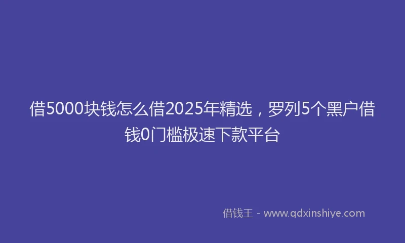 借5000块钱怎么借2025年精选，罗列5个黑户借钱0门槛极速下款平台