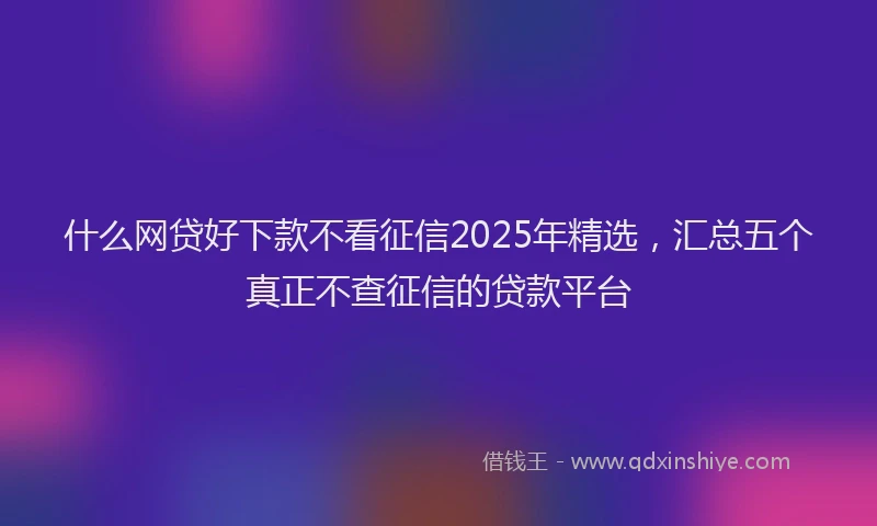 什么网贷好下款不看征信2025年精选，汇总五个真正不查征信的贷款平台