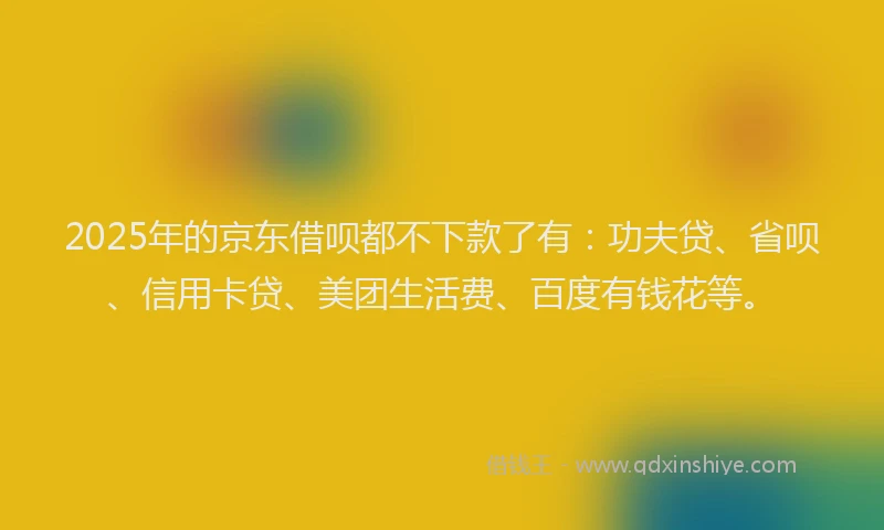 2025年的京东借呗都不下款了有：功夫贷、省呗、信用卡贷、美团生活费、百度有钱花等。