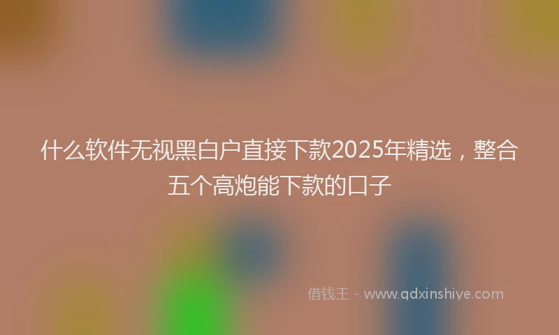 什么软件无视黑白户直接下款2025年精选，整合五个高炮能下款的口子