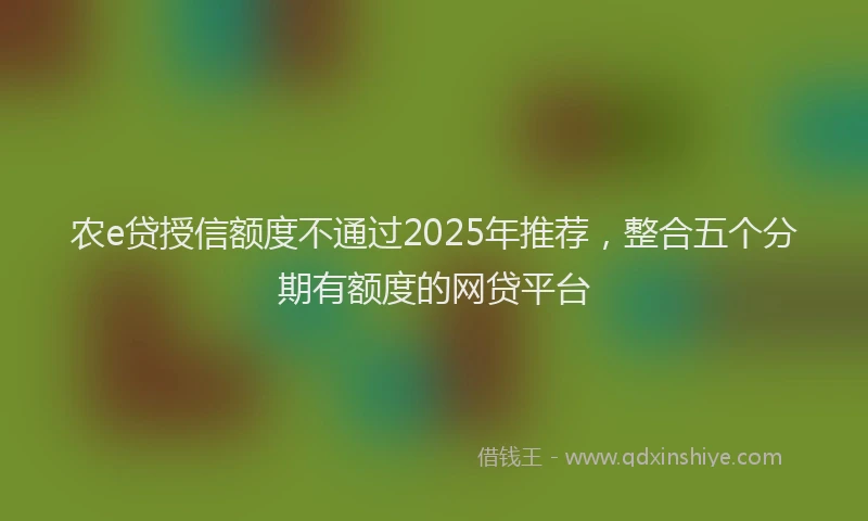 农e贷授信额度不通过2025年推荐，整合五个分期有额度的网贷平台