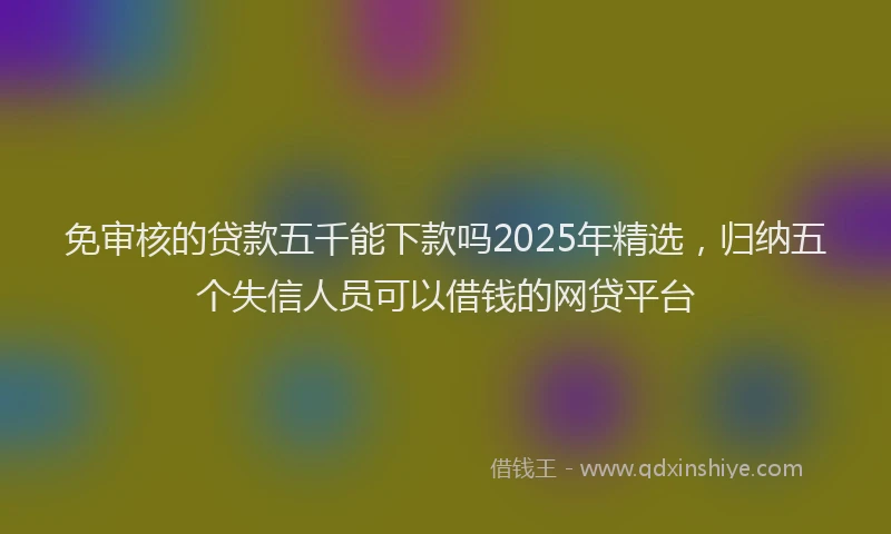 免审核的贷款五千能下款吗2025年精选，归纳五个失信人员可以借钱的网贷平台