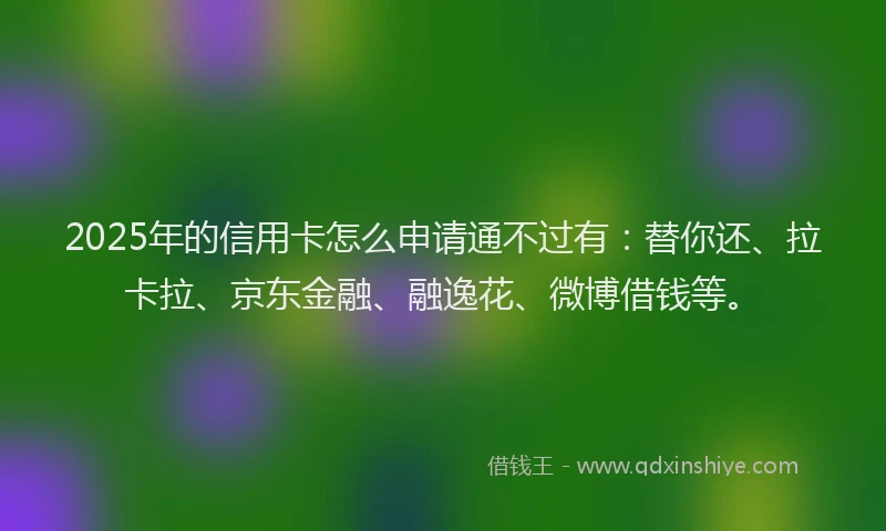 2025年的信用卡怎么申请通不过有：替你还、拉卡拉、京东金融、融逸花、微博借钱等。