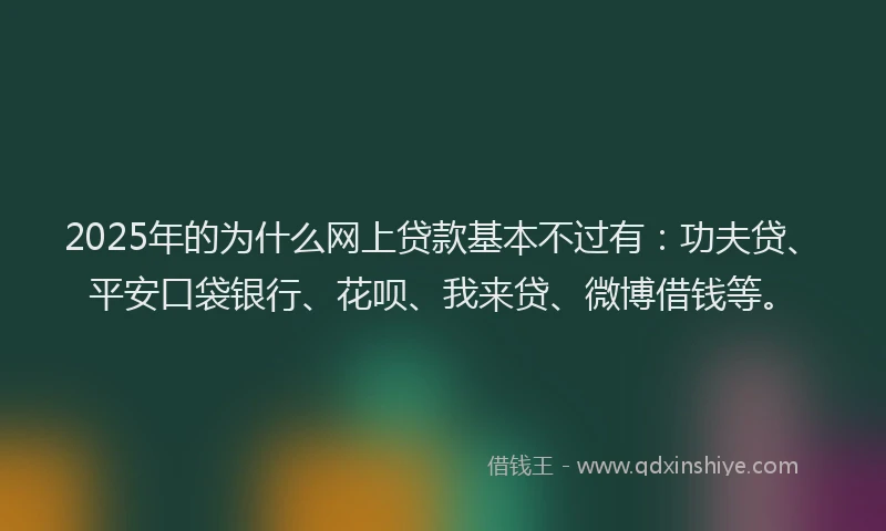2025年的为什么网上贷款基本不过有：功夫贷、平安口袋银行、花呗、我来贷、微博借钱等。