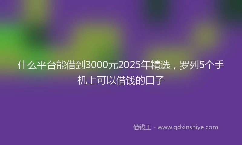 什么平台能借到3000元2025年精选，罗列5个手机上可以借钱的口子