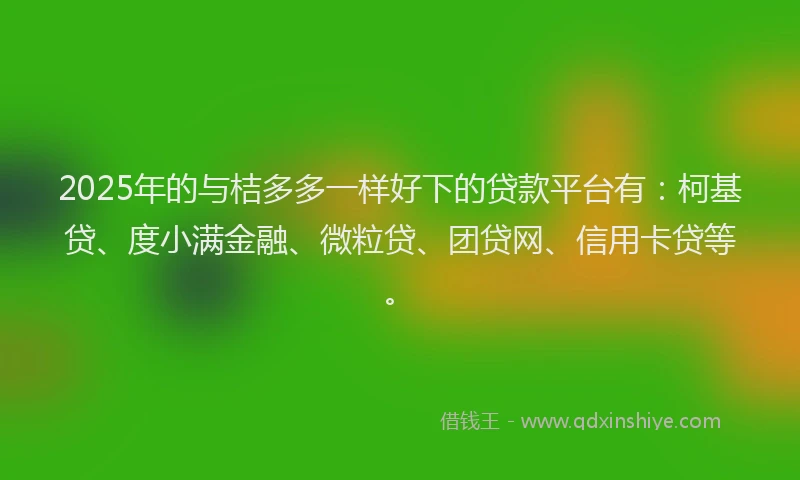 2025年的与桔多多一样好下的贷款平台有：柯基贷、度小满金融、微粒贷、团贷网、信用卡贷等。