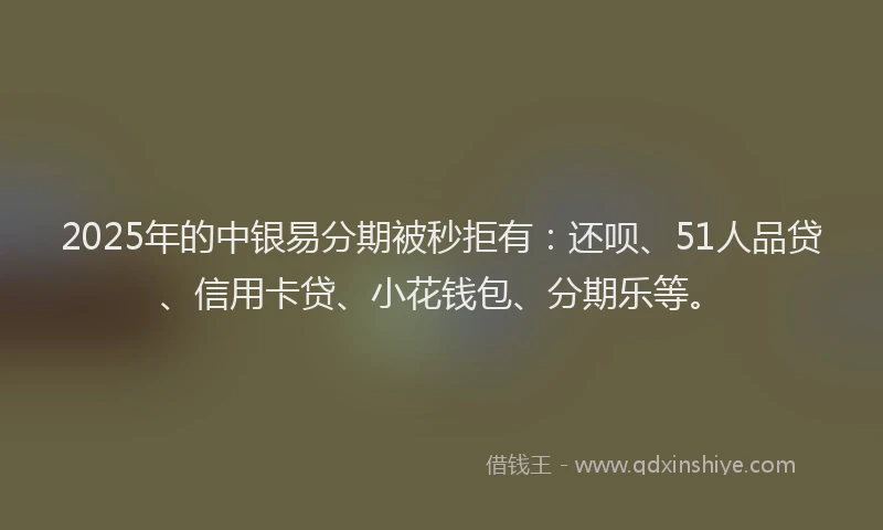 2025年的中银易分期被秒拒有：还呗、51人品贷、信用卡贷、小花钱包、分期乐等。