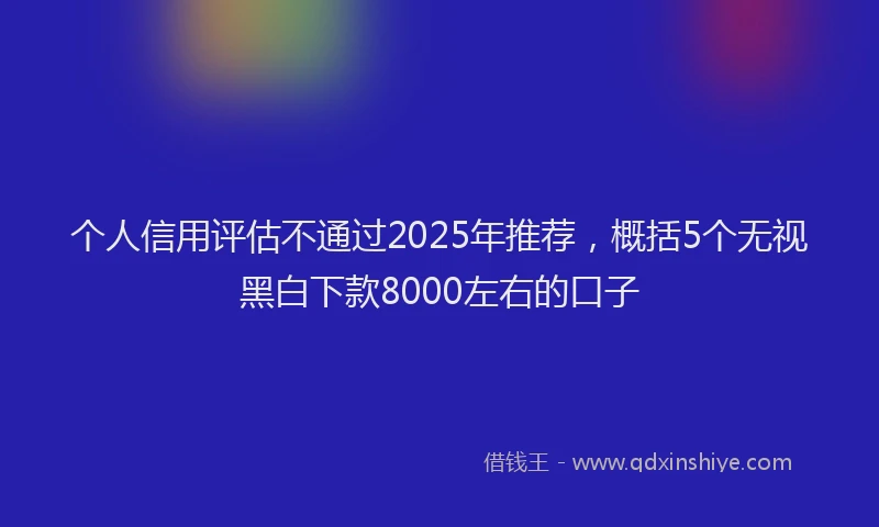 个人信用评估不通过2025年推荐，概括5个无视黑白下款8000左右的口子