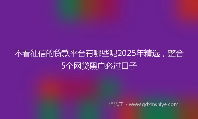 不看征信的贷款平台有哪些呢2025年精选，整合5个网贷黑户必过口子