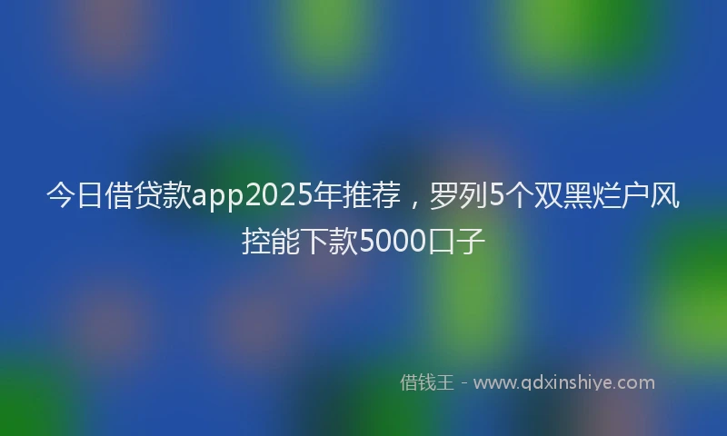 今日借贷款app2025年推荐，罗列5个双黑烂户风控能下款5000口子