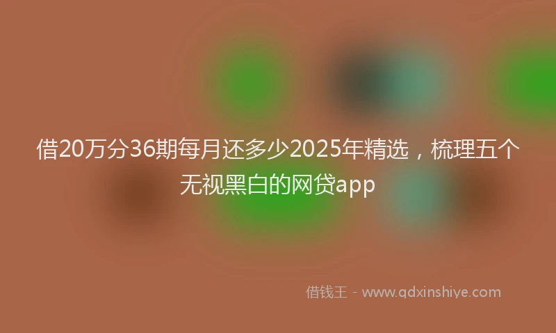 借20万分36期每月还多少2025年精选，梳理五个无视黑白的网贷app